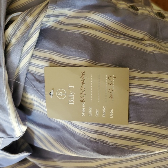 💜$5💜 BILLY T Top Size Med Stripe Blue White - Picture 5 of 5